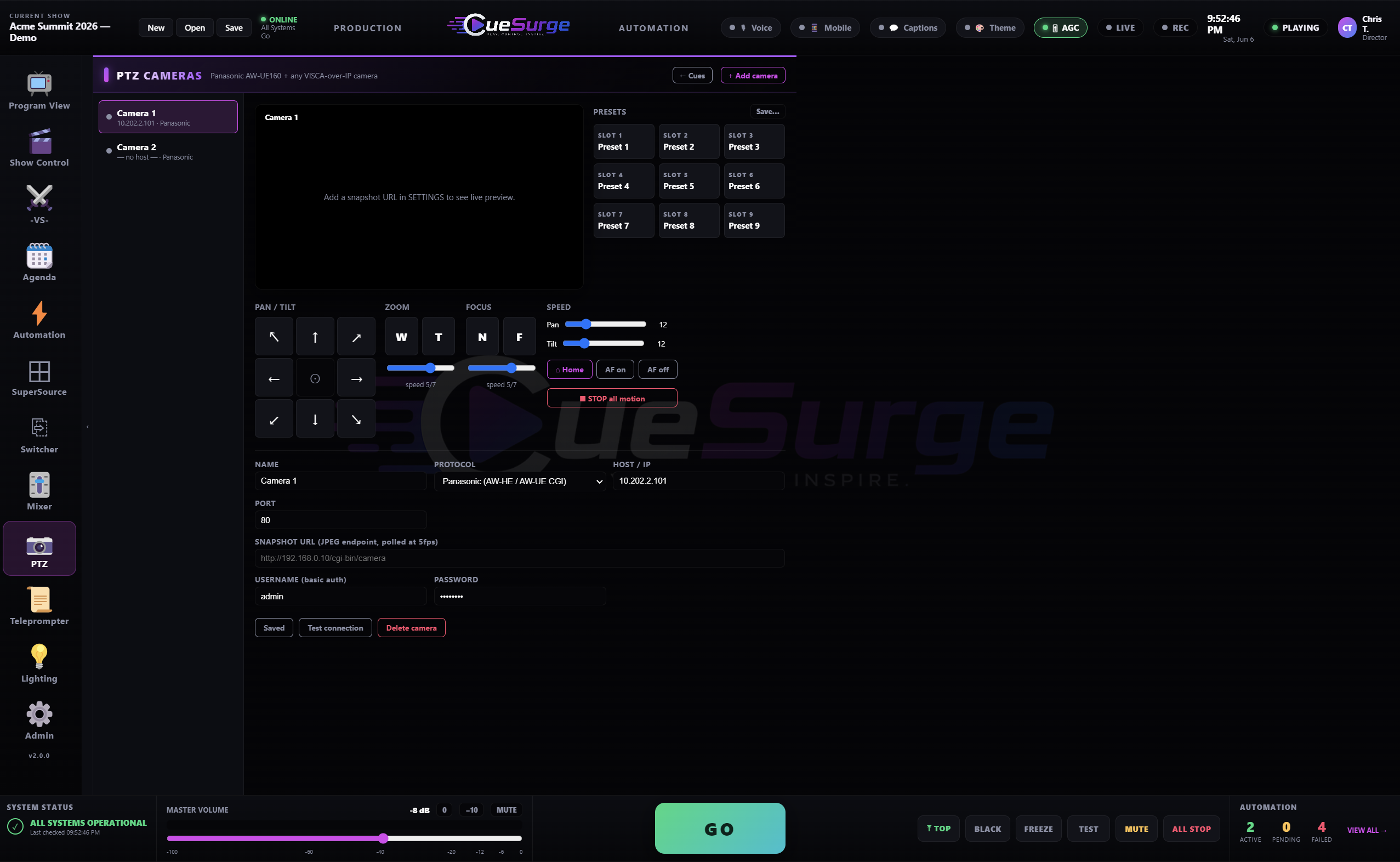 PTZ Camera Control