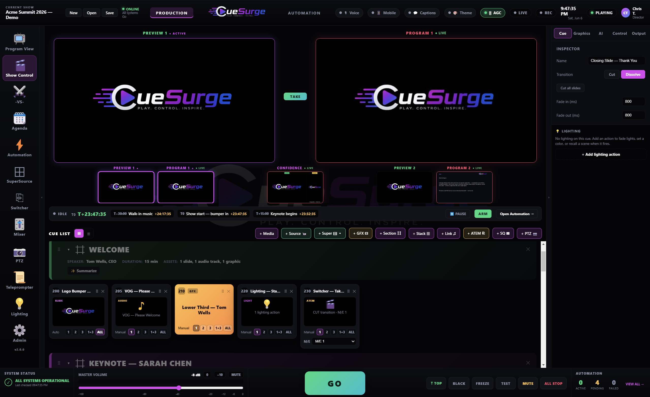 Cue-Based Show Control